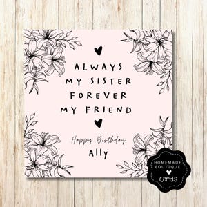 Carte d'anniversaire soeur - joyeux anniversaire - soeur amie - carte d'anniversaire personnalisée pour soeur