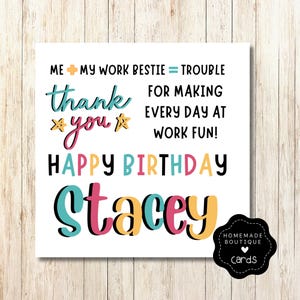 Work Bestie birthday card|birthday card for work besties | besties card | work Best Friend Birthday