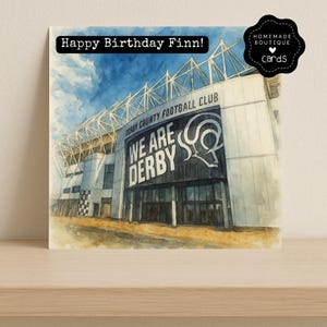 Carte d'anniversaire du comté de Derby - Fierté « Nous sommes Derby » | carte personnalisée de fan de football | Conception de stade à l'aquarelle - Idéal pour les supporters du derby