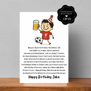 Carte d'anniversaire personnalisée inspirée du Liverpool FC - Carte de voeux personnalisée pour les fans de football - Cadeau amusant inspiré d'Anfield