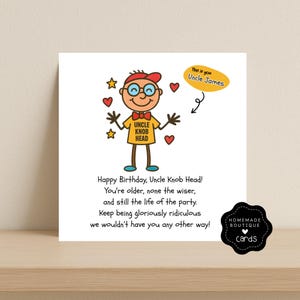 Grappige verjaardagskaart oom, knopkop, gepersonaliseerde eigenzinnige kaart
