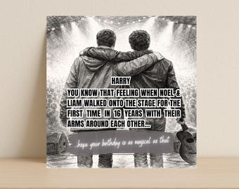 Oasis Birthday Card – Noel & Liam Gallagher Reunion Card – 90s Britpop Fan Birthday – Funny Music Card for Dad Brother Friend