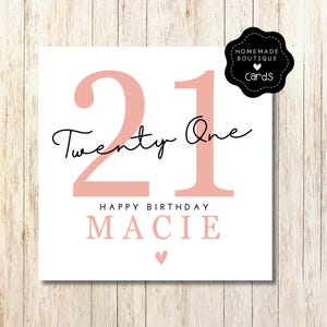 Peronalisierte 21. Geburtstagskarte - alles Gute zum 21. Geburtstag - Tochter 21., Schwester, Cousine, Bestie alles Gute zum 21