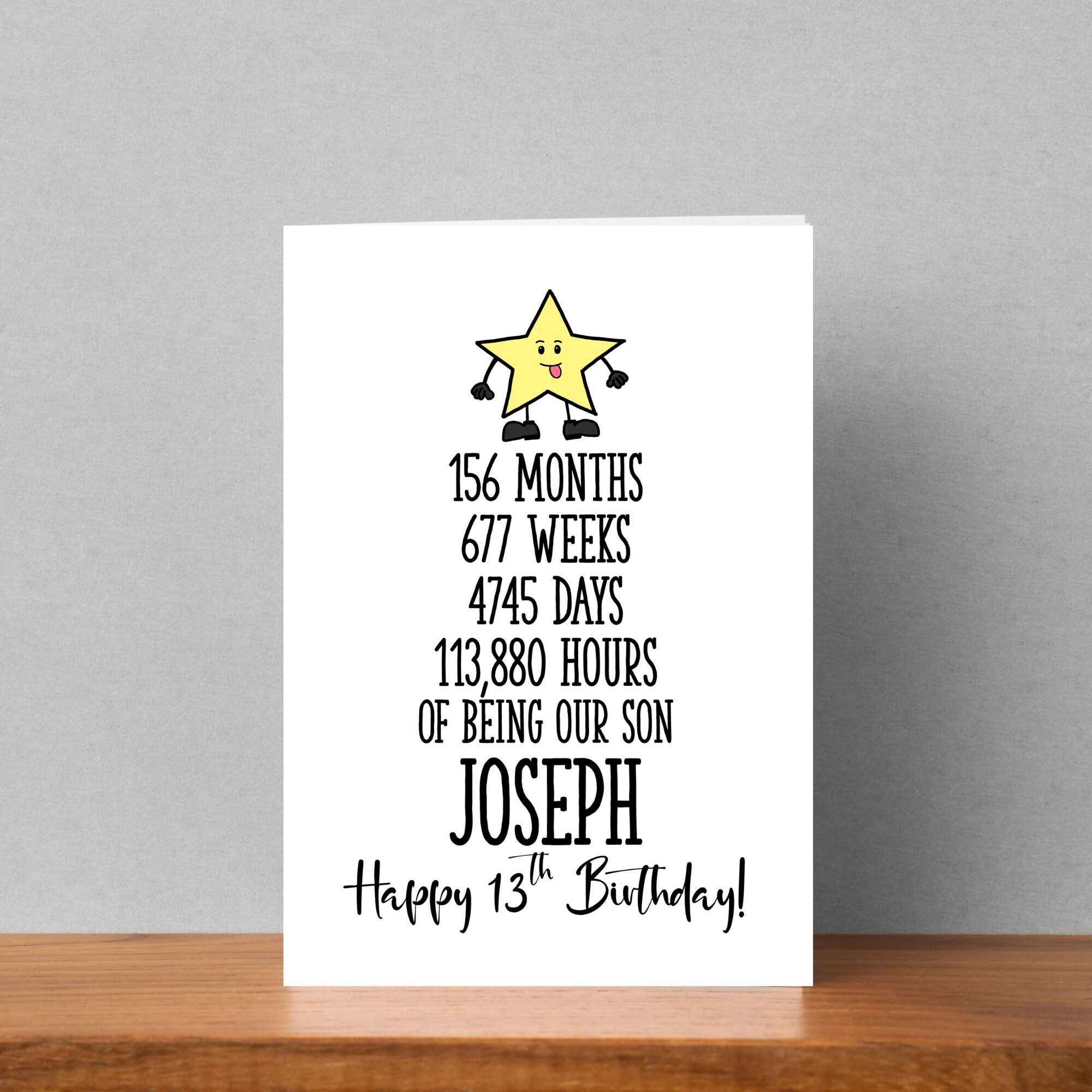 Personalised Teenager Birthday Card | 13th Simple Card | Thirteen | Age ...