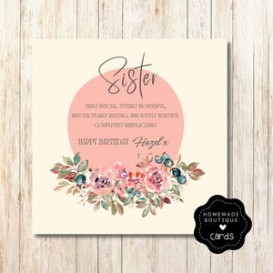Carte d'anniversaire soeur - joyeux anniversaire - carte soeur personnalisée