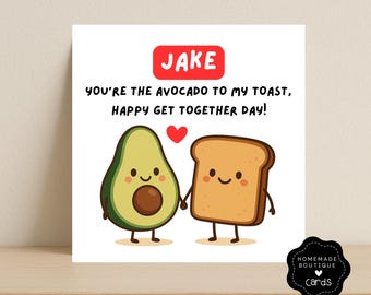 Biglietto di anniversario "Sei l'avocado per il mio brindisi" / Biglietto di coppia carino / Biglietto con nome personalizzato