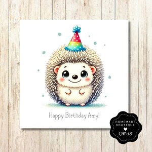 Carte d'anniversaire personnalisée hérisson - carte d'anniversaire animal mignon - carte hérisson - anniversaire animal mignon