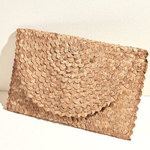 Stroh Clutch Handtasche Stroh Geldbörse Umschlag Tasche Brieftasche Sommer Strandtasche Gewebte Tasche Geldbeutel Portemonnaie (bitte lesen Sie die Beschreibung)