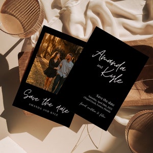 Black Script Minimalist Save the Date Template | Modern Save the Date | Photo Save the Date | Wedding Save the Date | Custom Save the Date