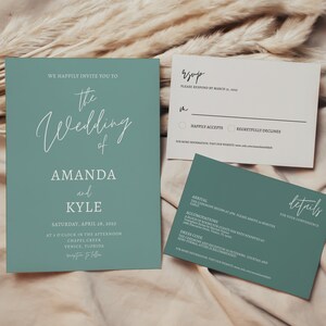 Minimalist Script Wedding Invitation Template | RSVP Template | Details Template | Invitation Set | Editable Download | Minimal | Scripty