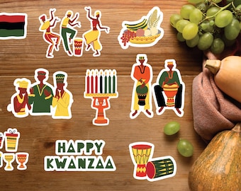 Kwanzaa, Melanina, Afroamericano, Kinara, Planificador, Scrapbooking, Pegatinas de calcomanías