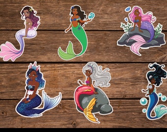 Melanin Mermaid, African American, Black Girl Magic, Diva, Stickers