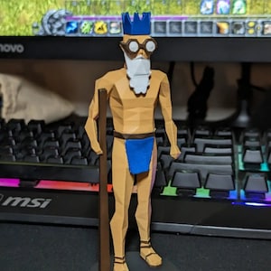Runescape / OSRS Old Wise Man Aprilscherz Figur 3d gedrucktes cooles Geschenk für einen Gamer Premium-Qualität handbemalte Figur Statue Sammlerstück