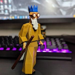 Handmade Runescape Old Wise Man Figurine: 3D Printed Gamer Gift