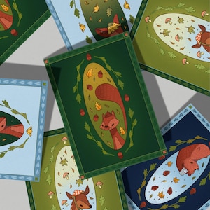 Ensemble de cartes de voeux animaux de la forêt | A2