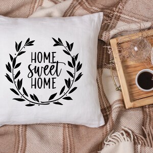 Home Sweet Home Crest Cut File,  Entryway Sign Svg, Silhouette, Cricut, Farmhouse SVG, Home Decor SVG, Housewarming Svg, Pillow Svg, DXF
