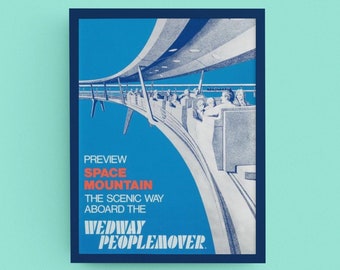 Impresión del PeopleMover de Tomorrowland - Póster vintage de Disneyland, Wedway, Space Mountain, Arte mural de Disney