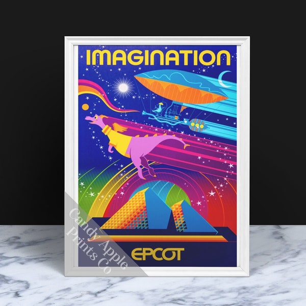 ¡Viaje a la imaginación! Con impresión de figura - Impresión de Epcot, Epcot Future World, Póster de Disney World, Impresión de Disney World, Póster de Epcot