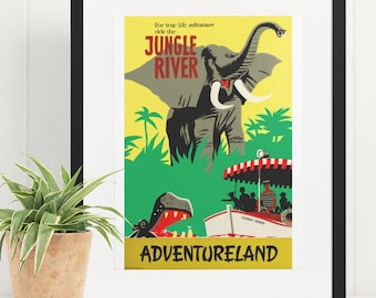 Available in 5 Sizes Vintage Disneyland Jungle Cruise Attraction Poster