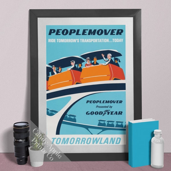 Tomorrowland Peoplemover Print - Classic Ride Poster, Disneyland Print. Disney Poster. Paging Mr Morrow. Quality Print, Disney Wall Art