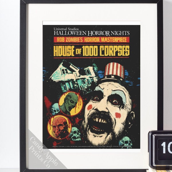 House of 1000 Corpses Print - Universal Studios, Rob Zombie, Captain Spaulding, Wall Art, Home Decor, Horror Poster, Halloween Horror Nights