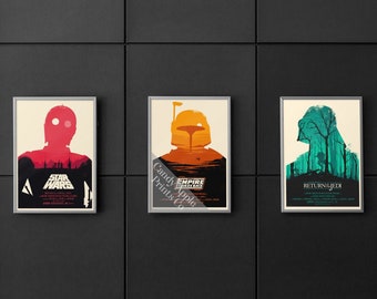 Star Wars Original Trilogy Movie Posters - Star Wars Prints, Movie Posters, Movie Prints, Boba Fett, Darth Vader, Star Wars Wall Art