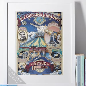Excursion Lunaires Print - Space Mountain Paris Print. Paris Poster, Disneyland Paris, Disney Prints, Disney Posters, Disney Print