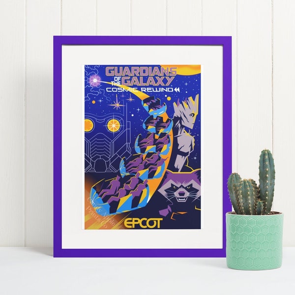 Guardians of the Galaxy - Cosmic Rewind Poster - Epcot Poster, Epcot Print, Disney Poster, Disney Print, Walt Disney World, A6, A5, A4. A3