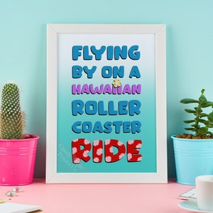 Lilo and Stitch Print - Hawaiian Rollercoaster Ride - Wall Art, Home Decor, Art Print, Prints, Movie Poster, Walt Disney. Disney Gift