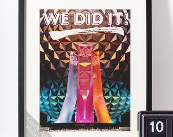 Póster del día de la inauguración de Epcot en 1982 - Impresión Disney, Arte mural de Disneyworld, Decoración para el hogar Disney