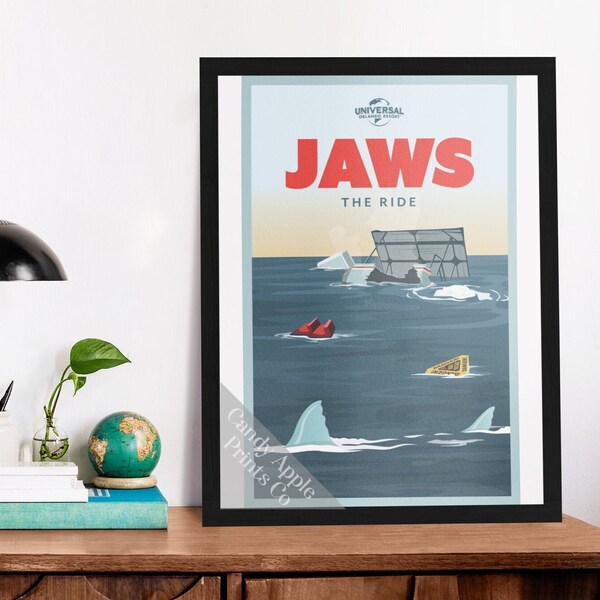 Jaws The Ride Print - Classic Jaws Poster Print from Universal Studios Attraction. Perfect for fans of Theme Parks & Classic Movie Posters.