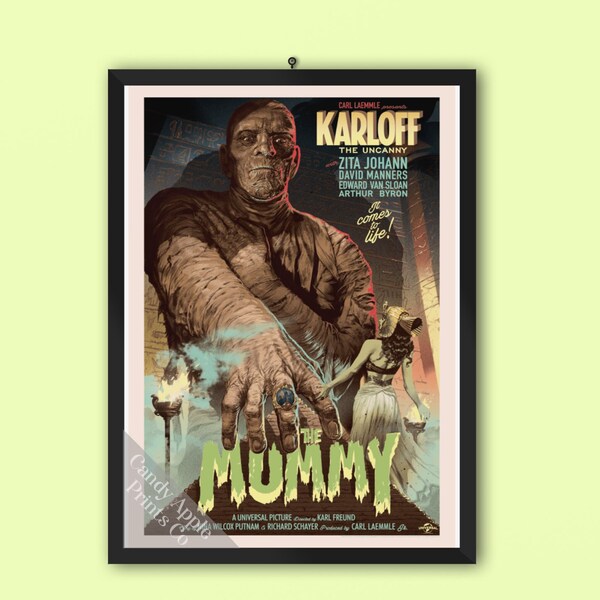 The Mummy Print - Universal Studios Monsters, Classic Movie Poster. For fans of theme parks & classic movies. HHN Wall Art, Halloween Horror