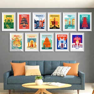 Epcot Experience Prints - Full Set of 11 Country Pavilions, Disneyworld Wall Art, Disney Posters