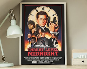 Threat Level Midnight Poster - The Office Wall Art - Michael Scarn Print - Funny TV Show Fan Art - Dunder Mifflin Decor - Office Gift
