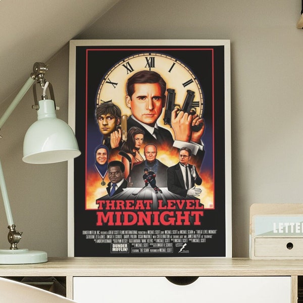 The Office - Threat Level Midnight Poster, Michael Scott, Dwight Schrute, Dunder Mifflin, The Office Gift, Office Merch, The Office Wall Art
