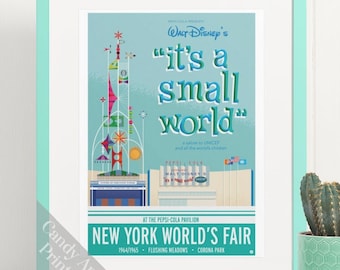 Its a Small World Print - New York World's Fair Poster. Disneyland Print, Vintage Disney, Disney Poster, Quality Print. Wall Art, Home Decor