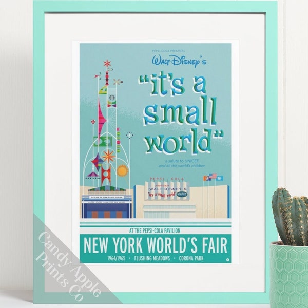 Its a Small World Print - New York World's Fair Poster. Disneyland Print, Vintage Disney, Disney Poster, Quality Print. Wall Art, Home Decor