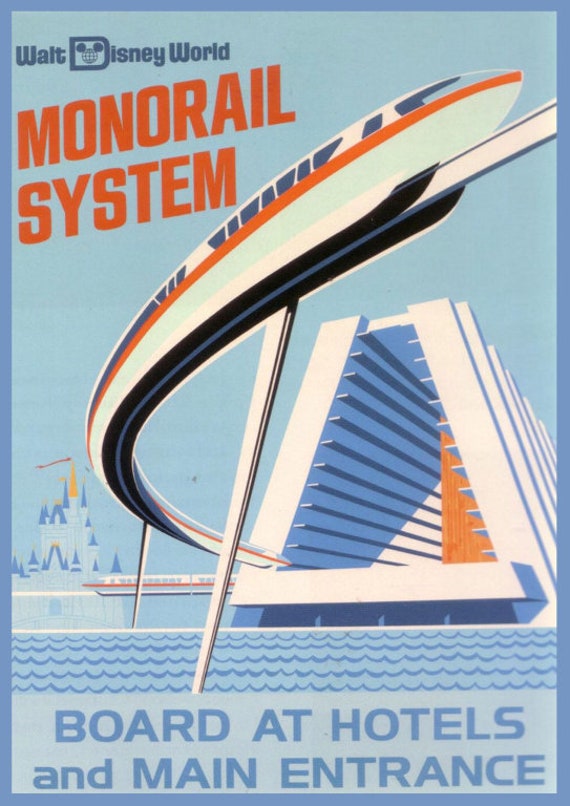 Walt Disney World Monorail Print - Disney Poster, Disneyworld