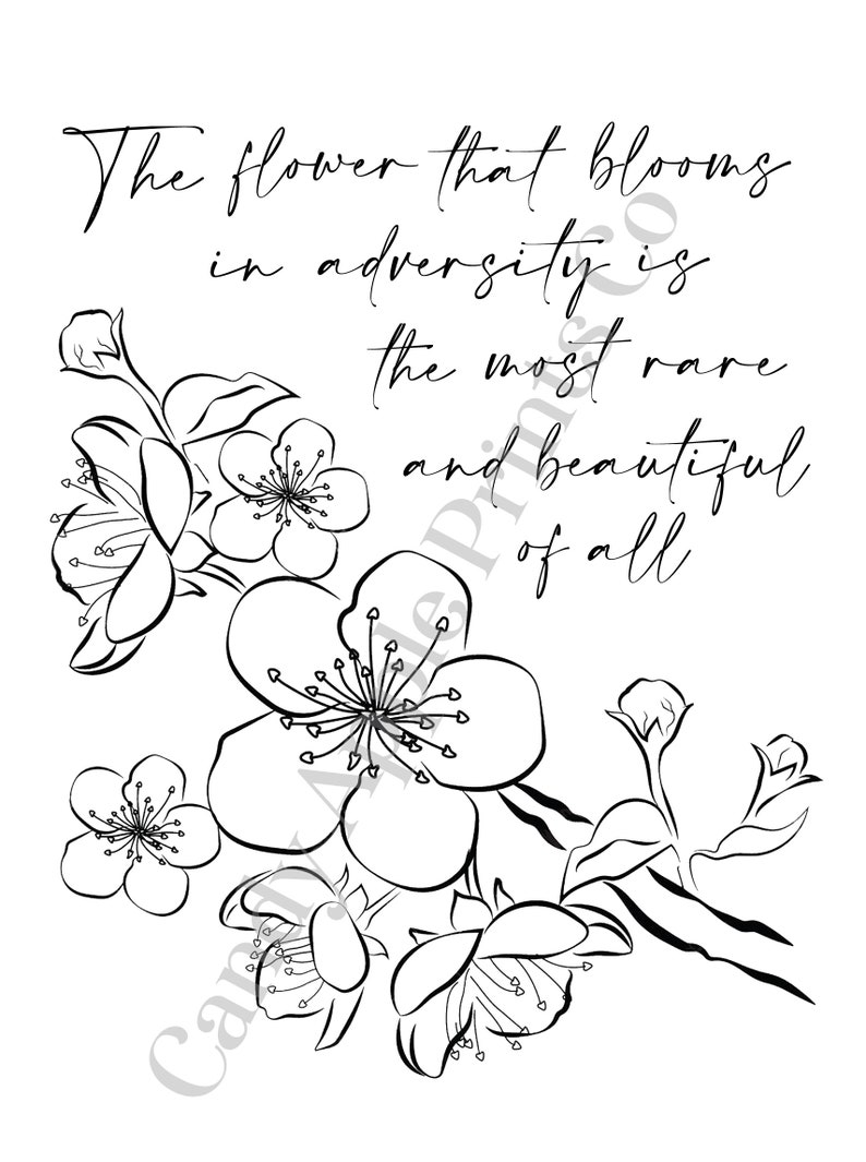 Flower in Adversity Mulan Quote Print. Inspirational Disney Etsy