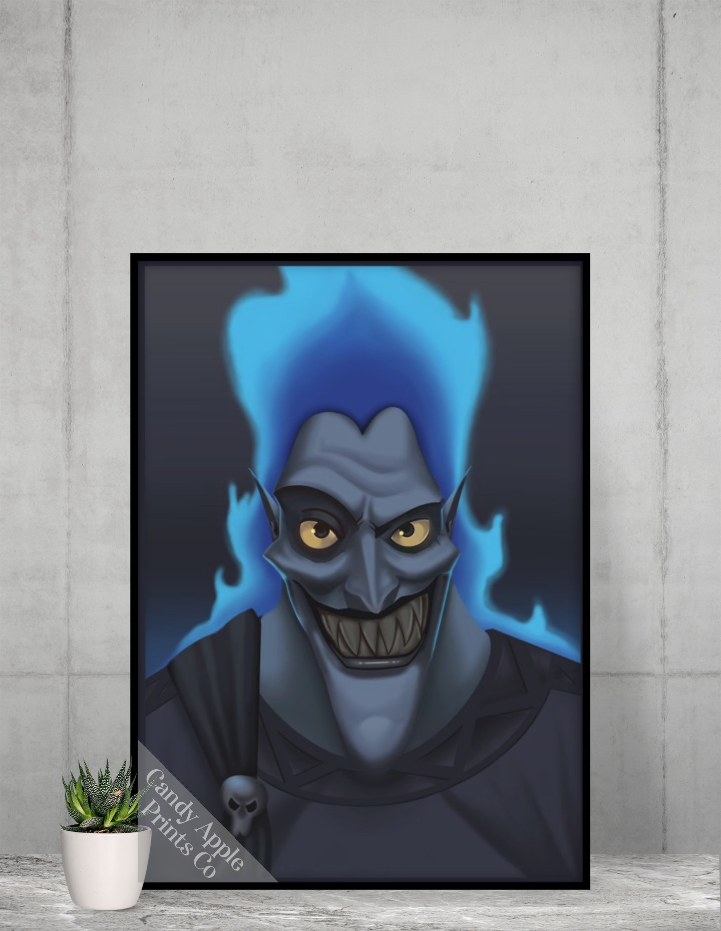Prints Music & Movie Posters Disney Villain Hades PosterPrint minimalist the hades herclues blue