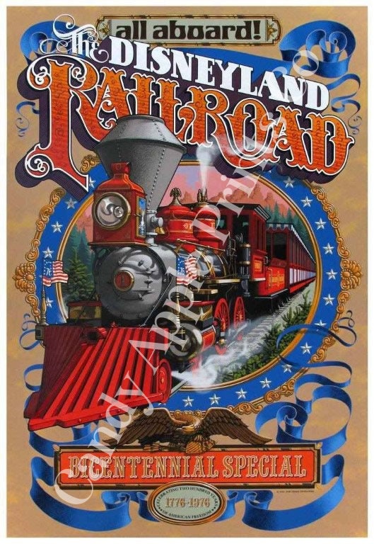 Disneyland Railroad Print - Classic Disney Poster, Disneyana Wall