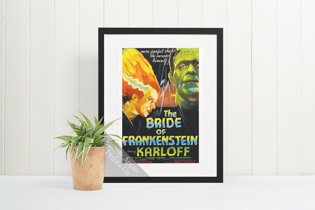 Bride of Frankenstein Movie Poster - Universal Monsters Print, Dark ...