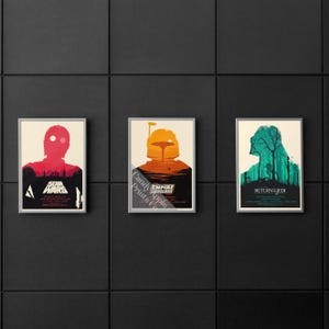 Star Wars Trilogy Movie Posters - Boba Fett, Darth Vader, C3PO Prints