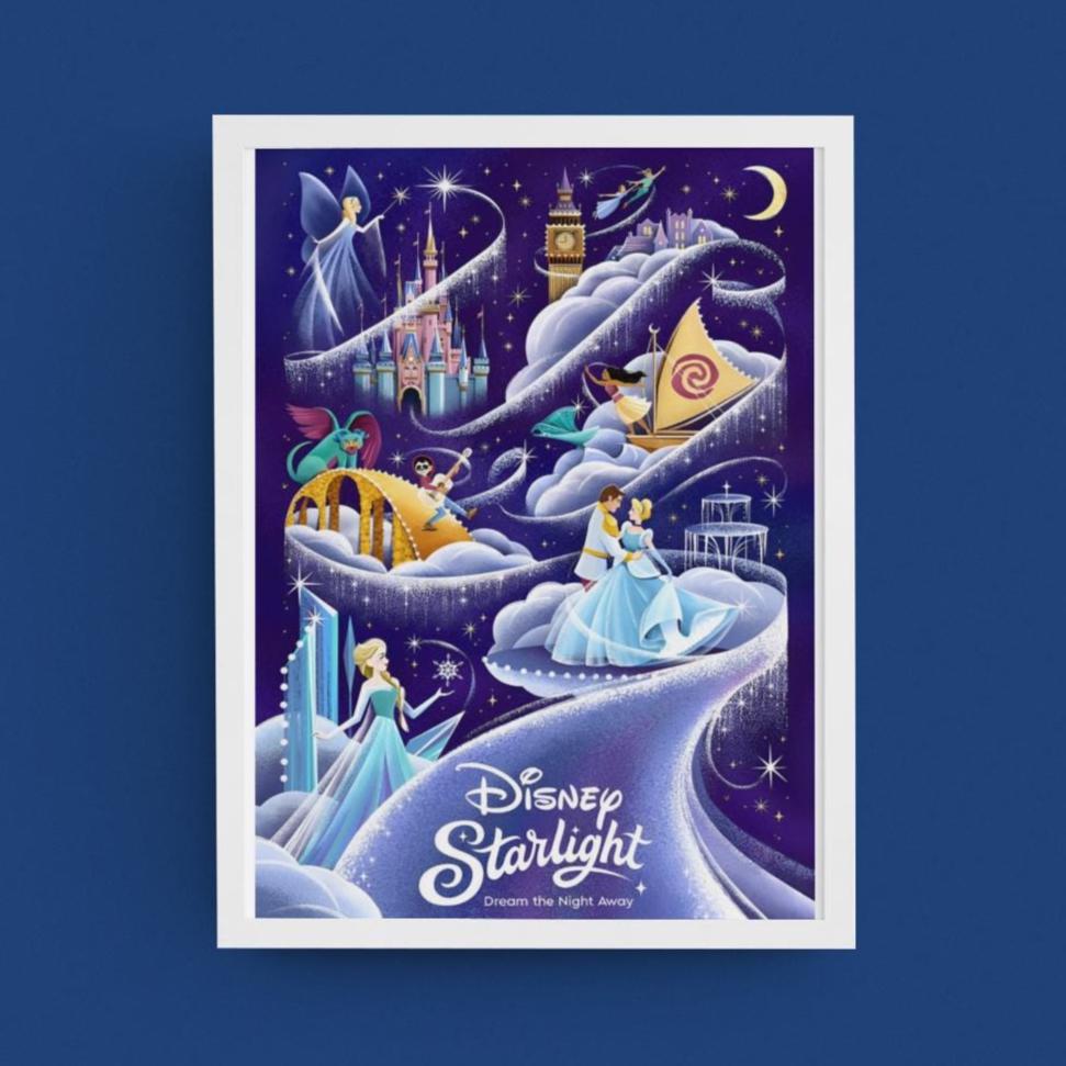 美女と野獣 タペストリー WDW Disney Starlight Print - Disney Fireworks, Happily Ever