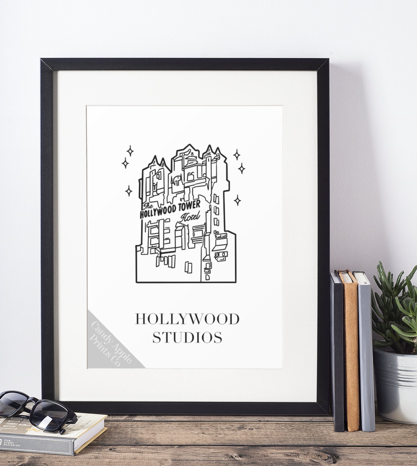 Hollywood Studios Print - Tower of Terror Line Drawing