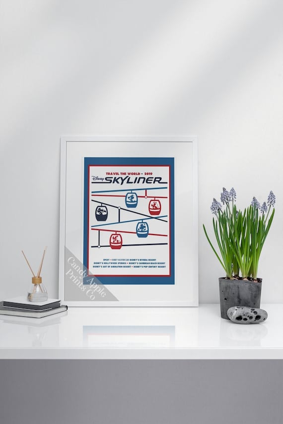 Disney's Skyliner Print - Epcot Poster, Disneyworld Wall Art, Vintage Disney Home Decor, Christmas Gift