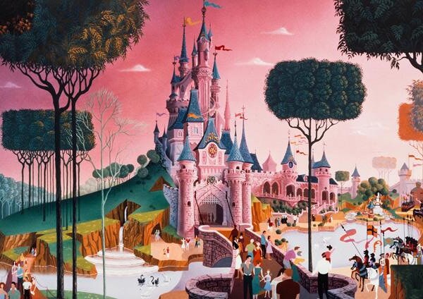 眠れる森の美女の城のプリント - ディズニーランド パリ ウォール