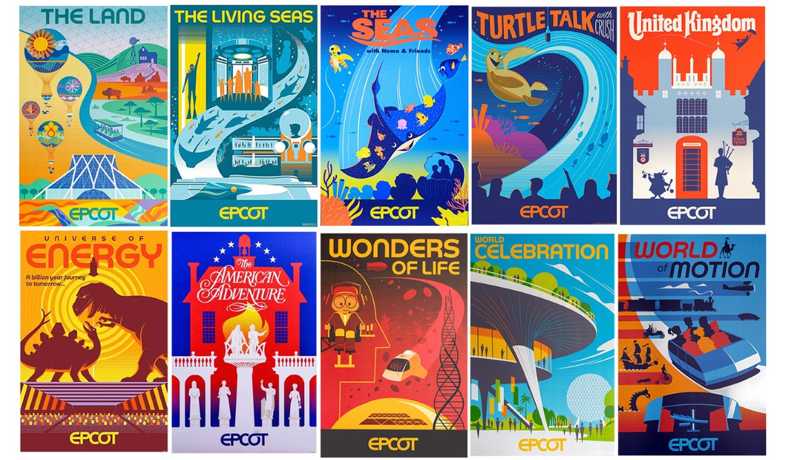 Epcot Experience Prints Full Set of 40 Prints. Disney | Etsy