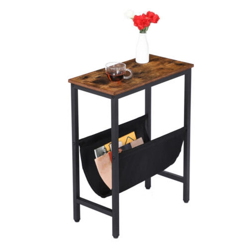 Bedside Table Narrow End Table With Magazine Holder Sling Etsy