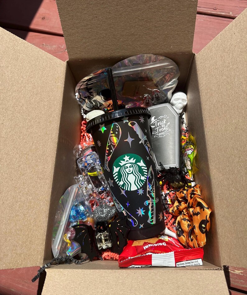 Spooky basket, Boo basket, Halloween care package, Boo Gift Set, Baskets for her, Horror basket, custom Halloween, Halloween Cups gift, teen image 1